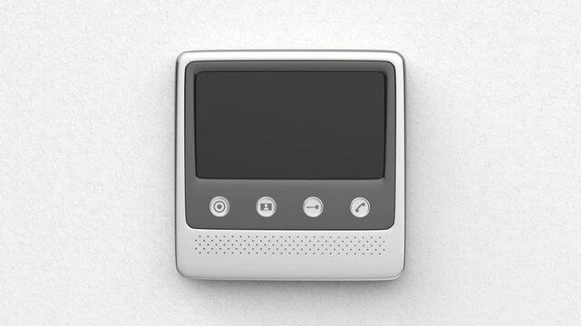 Modern video intercom with blank display on a white wall