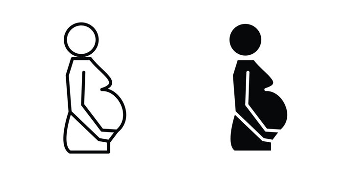 Pregnancy icon clip art collection. Editable stroke icons