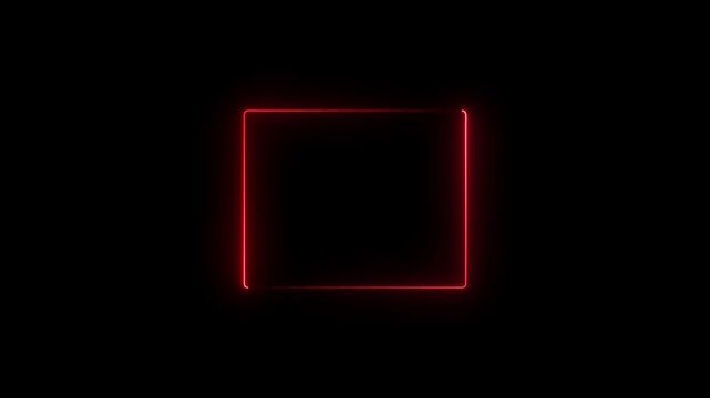 Glowing neon square rectangle picture frame icon animation,shape frame rotation footage round border frame movement.