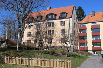 Fototapeta premium Sweden. Houses and streets in the city of Linköping. Östergötland province.