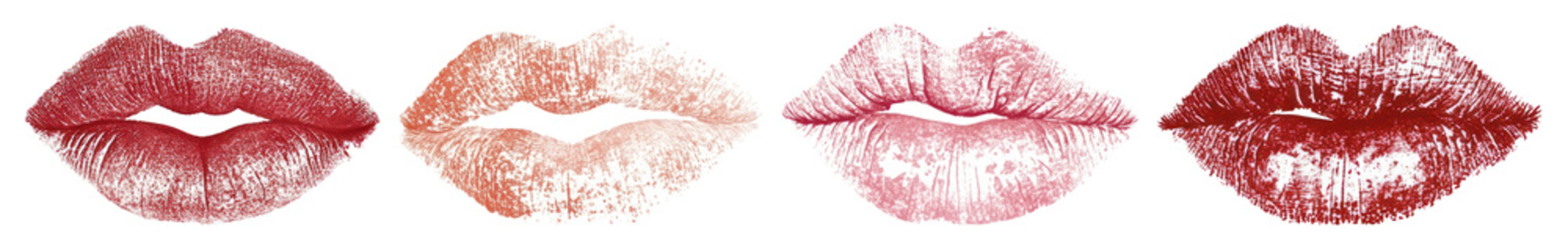 PNG Colorful lipstick kiss prints collection, element set on transparent background