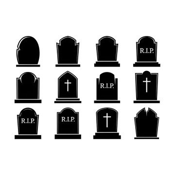 Memorial day remembrance silhouette of tombstones and gravestones for honoring fallen heroes