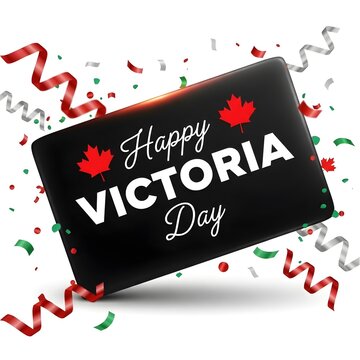 Happy canada day victoria day celebration festive card with maple leaves confetti