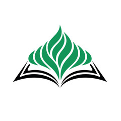 Fototapeta premium Book Transforming Into Green Leaf Mountain Landscape Illustration