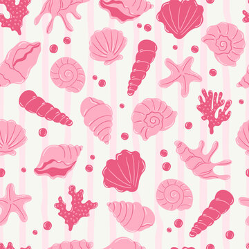 Sea shell Ocean seamless pattern seashell vector