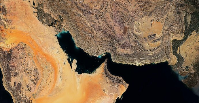 Strait of Hormuz Satellite View Iran Oman UAE Global Trade
