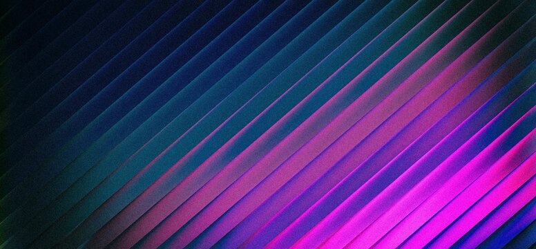 Abstract background with diagonal lines and vibrant gradient colors, neon blue and pink lighting on a textured surface