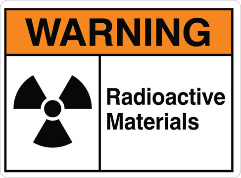 Radioactive Materials Warning. Warning radioactive materials sign with nuclear hazard symbol and safety notice design