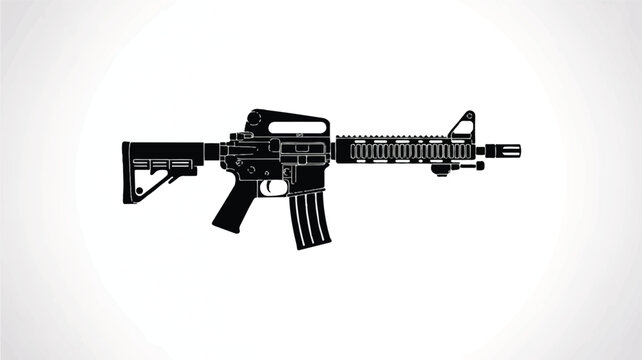 A black and white illustration of an M4 rifle on a clean background