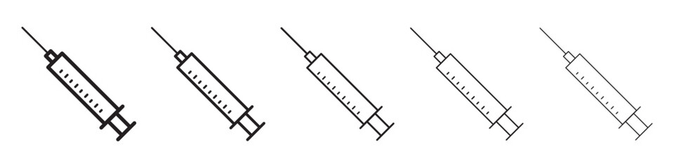 Syringe icon vector Graphics. Black thin lines icons. © Ankita