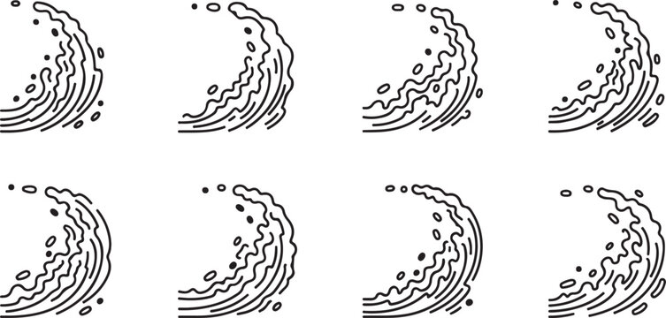 Simple line drawings of various dog breeds in a grid layout Vector