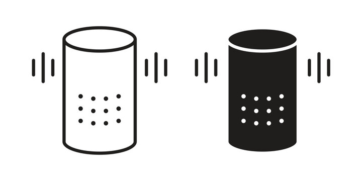 Smart speaker icon in black stroke eps vector graphic