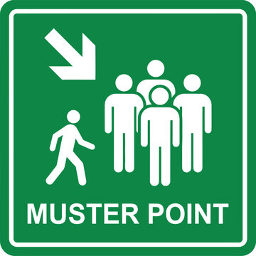 Emergency Muster Point Sign Vector | Assembly Point Evacuation Safety Symbol