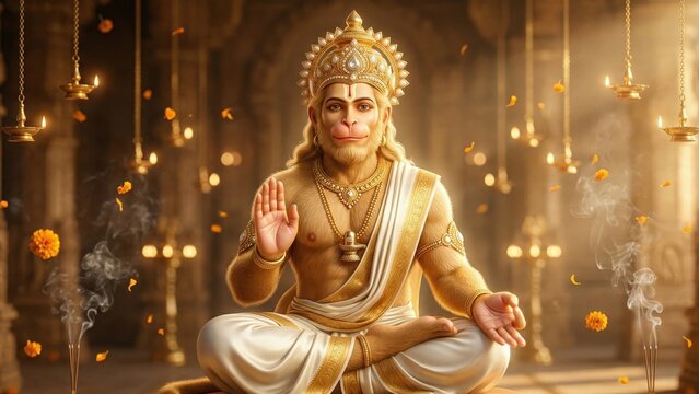Hanuman Ji temple blessing meditation divine wallpaper.