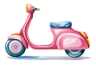 Cute pastel scooter watercolor design isolated kids transport element. © Songrami