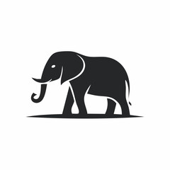 Fototapeta premium black elephant silhouette standing with trunk raised