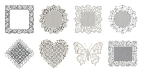 Naklejka premium PNG Elegant lace frames collection on transparent background