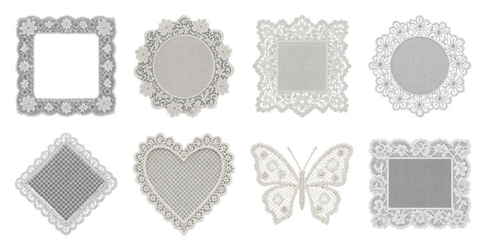 PNG Elegant lace frames collection on transparent background