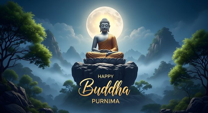 Celebrating buddha purnima in a vibrant, illuminated city setting