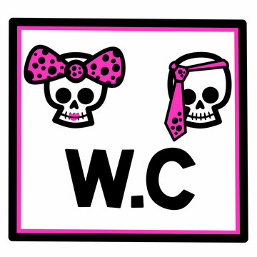 W.C se&ntilde;al de esqueletos pink.