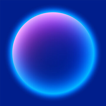 Neon ring light, blue glowing circle with pink lights, isolated vector illustration.