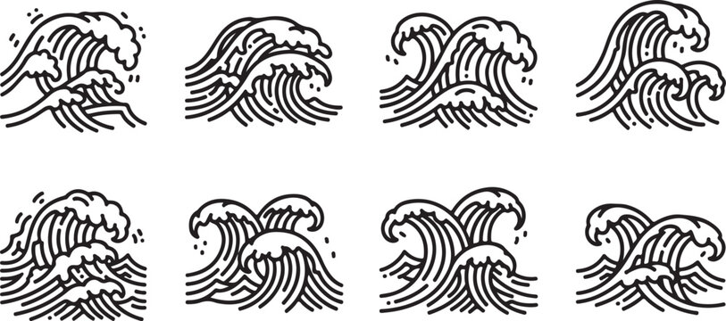 Black and white line drawings of zebra stripes in various patterns Vector