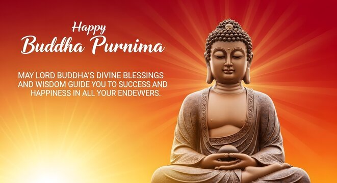Celebration of buddha purnima with a golden buddha statue