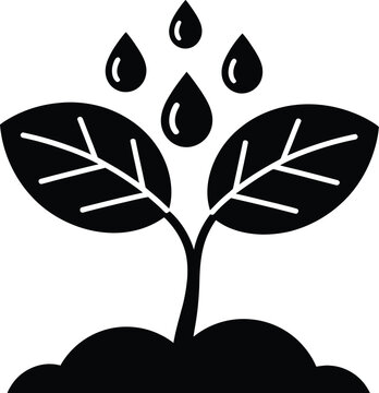 Plant growth water icon commercial concept watering plant seedling irrigation eco agriculture growth symbol illustration