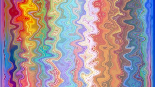 Liquid multicolor waves background with fluid movement. Colorful abstract motion in wavy spectrum visual effects. Dynamic animation of vibrant vertical curved streaks pulsating. 4K UHD 4096x2304