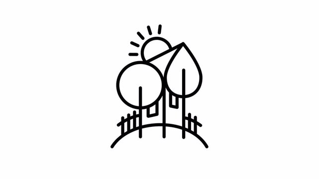 eco house tree sun line logo icon animation motion
graphics 