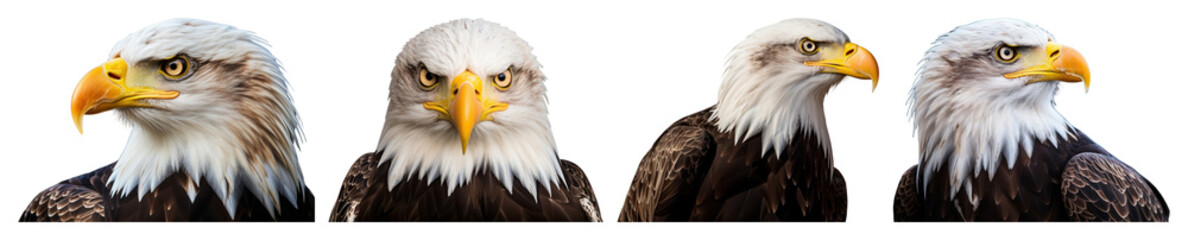 Fototapeta premium PNG Majestic bald eagles facing directions on transparent background
