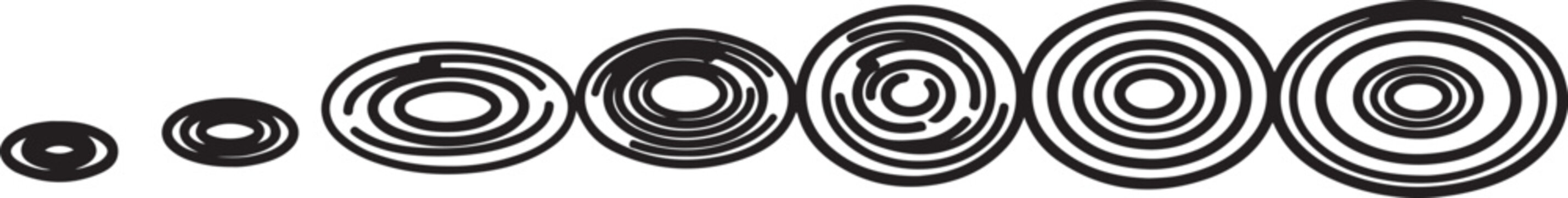 A collection of black metal washers and spacers of various shapes and sizes Vector