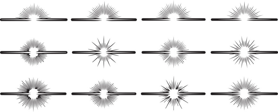 A collection of 12 different types of decorative feather quill pens Vector