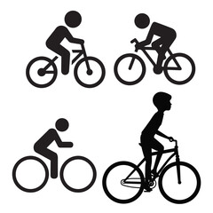Obraz premium Cargo Bicycle and Classic Bike Line Art and Solid Icon Vector Set