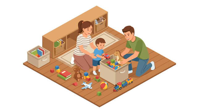 Family Playing With Toys Together.