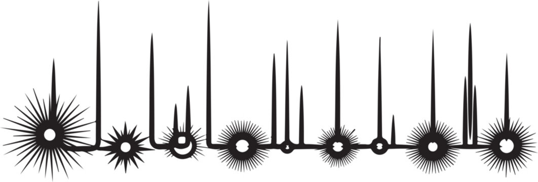 Abstract illustration of a row of stylized dandelions with seed heads Vector