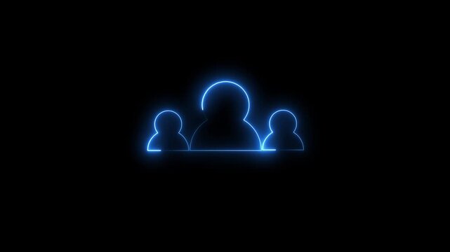 Neon User profile icon. the Group people man icon glowing animation. Glowing neon person sign on a black background. User line icon , line icon video animation.