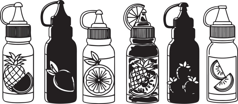 A colorful assortment of milk bottles with unique illustrations and vibrant designs Vector