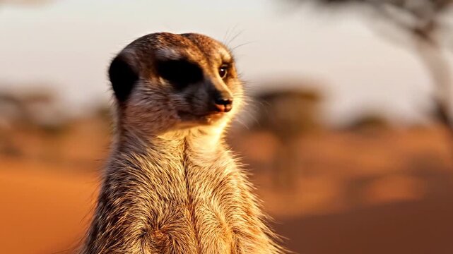 Alert meerkat stands tall
