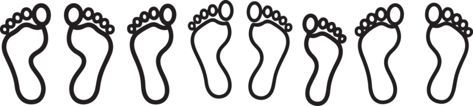 Minimalist line art illustration of seven ceramic vases with simple patterns Vector