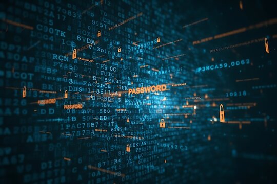 Computer Hacked System Error Virus Cyber Attack Malware Warning Sign 3D Rendering Data Protection Security.Data Matrix Warning Sign System Hacked