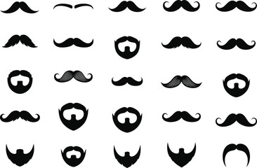 Fototapeta premium Happy father's day diverse collection of mustache and beard silhouettes for dad's special day