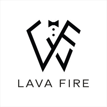 Lava fire logo with stylized letters and bow tie