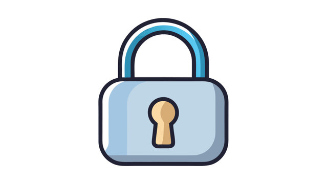 Light blue cartoon padlock with dark outline and keyhole icon on a clean white background