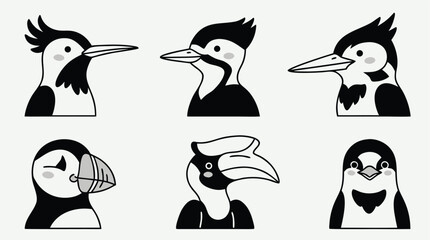 Collection of Six Stylized Bird Portraits. © Anggur