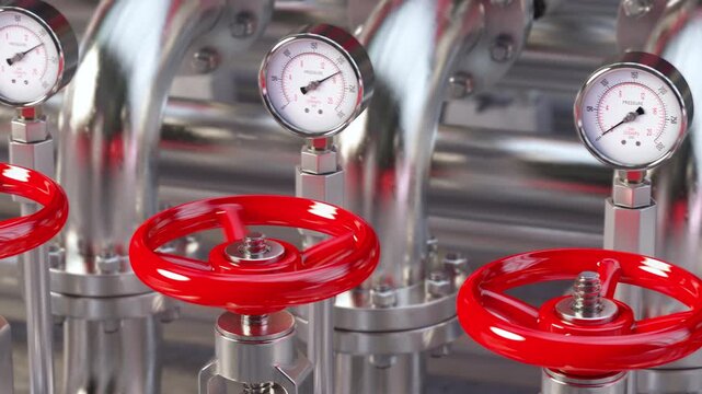 Energy oil crisis or OPEC concept. Oil tube valve closied for export. 3d animation