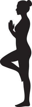 Yoga Woman Tree Pose Isolated Silhouette Vector Clipart Graphic