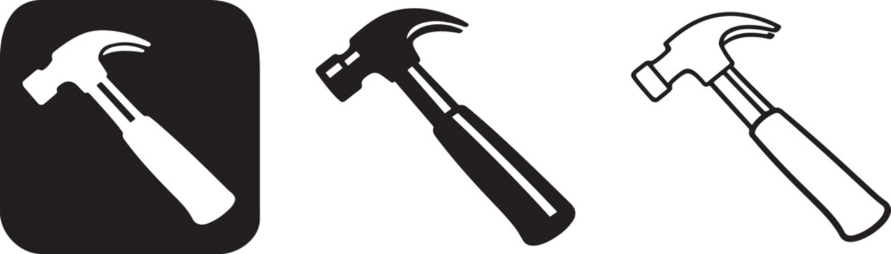 House repair hammer bold flat icon.