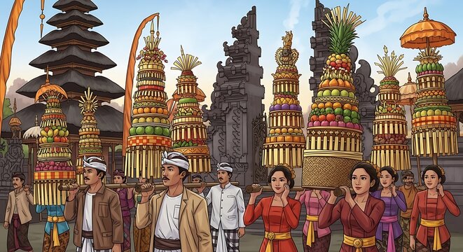 Bali Ceremony Procession.