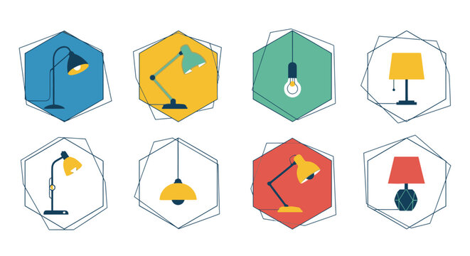 Collection of desk lamps in colors.